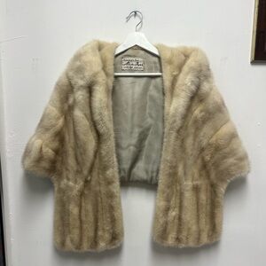Vintage Mink Fur Stole in Champagne Beige